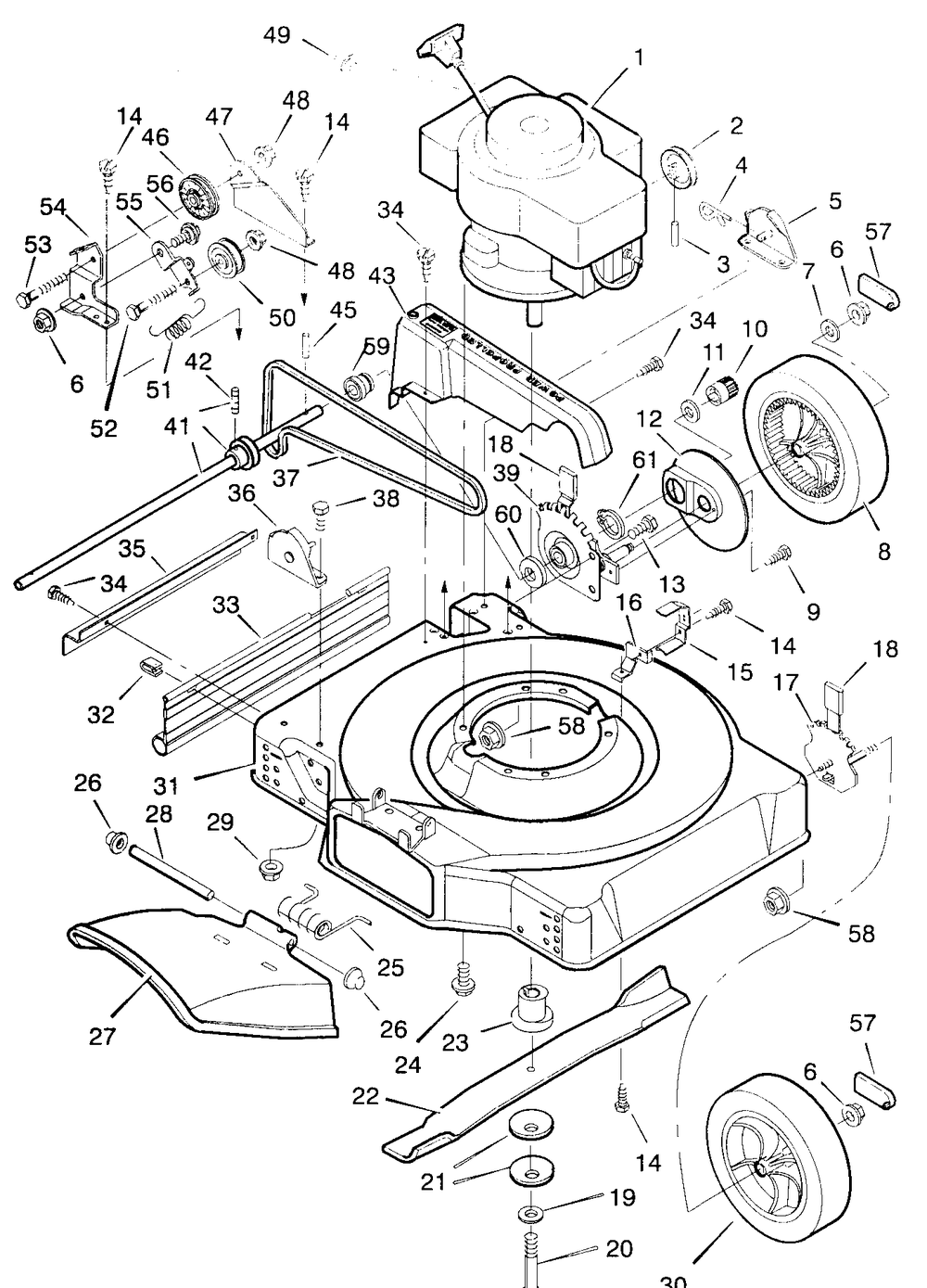 Mower Deck Assembly Diagram and Parts List for 22755X50A 1997 Briggs and Stratton Lawn Mower